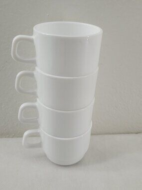 Arcopal France White Coffee Cups 8 oz Stackable Set Of 4